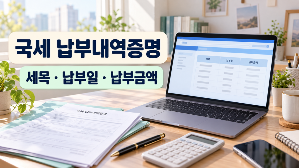 국세 납부내역증명 세목과 수납기간 설정 순서