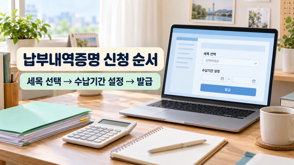 국세 납부내역증명 세목과 수납기간 설정 순서