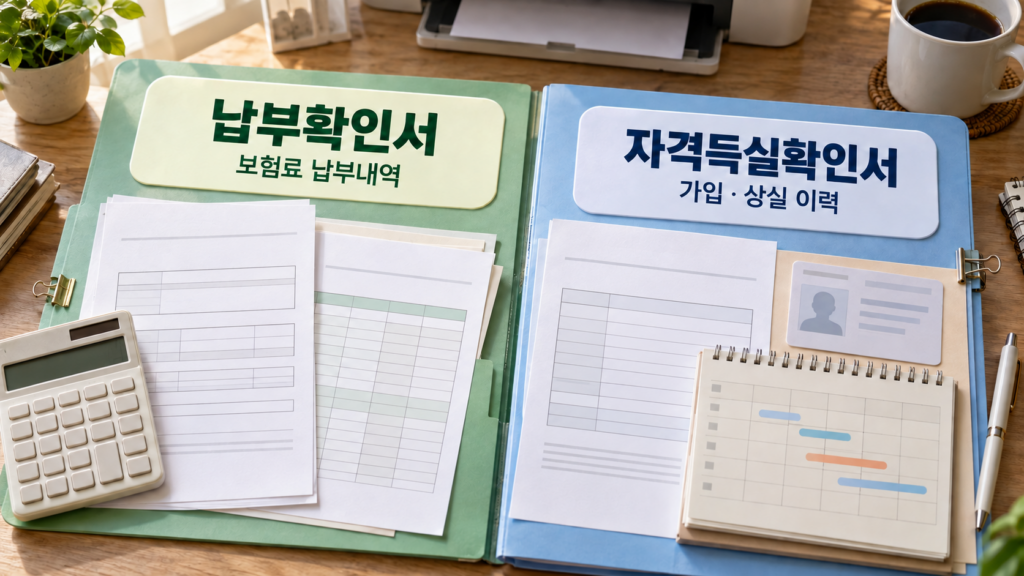 납부확인서와 자격득실확인서 차이
