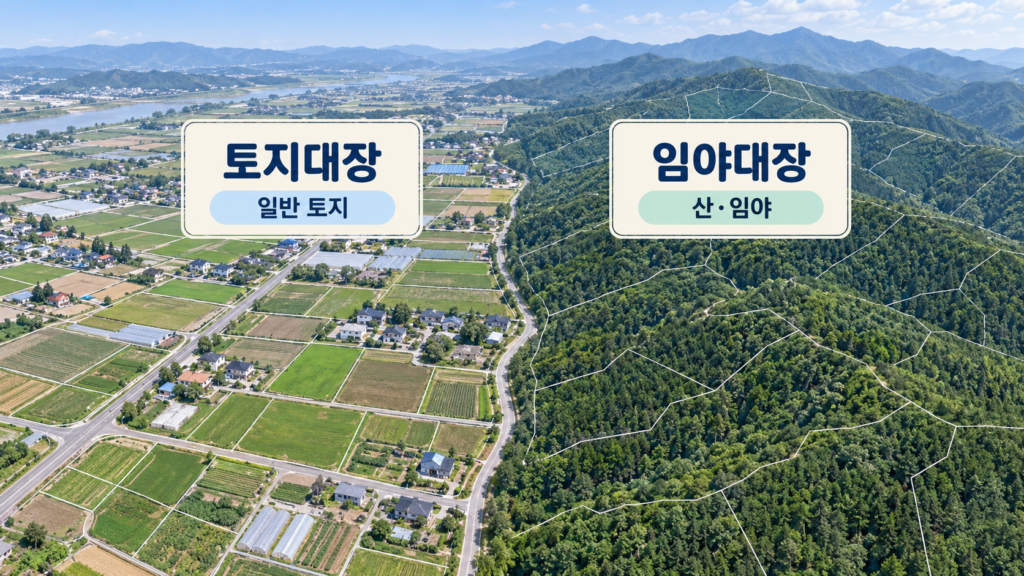 토지대장과 임야대장 일반 토지·산 임야 차이