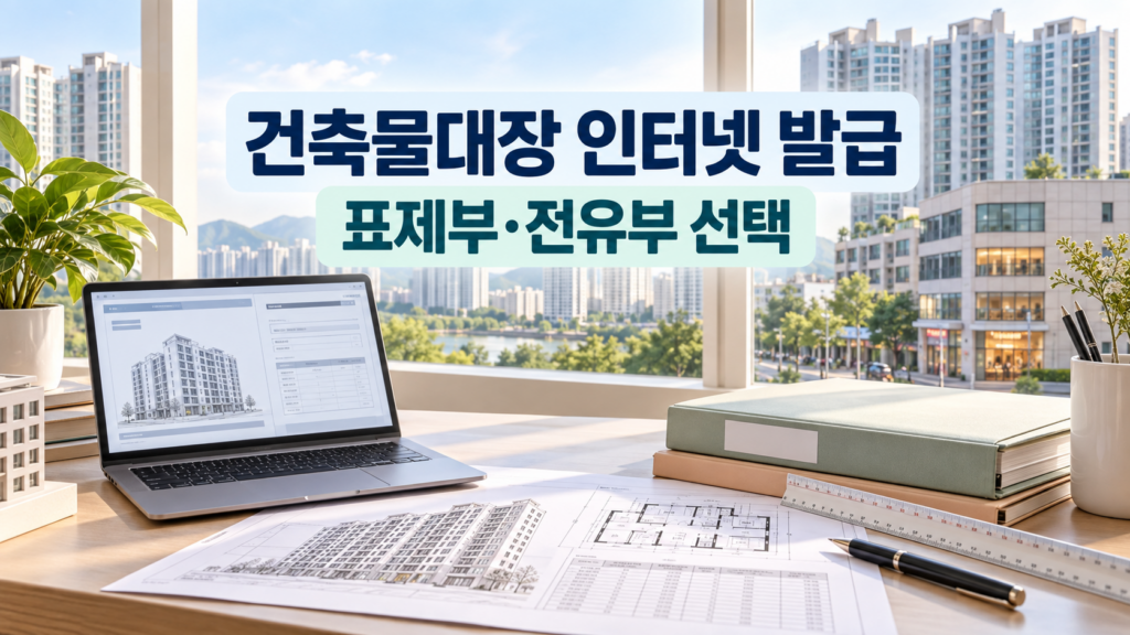 건축물대장 인터넷 발급 표제부 전유부 선택 안내