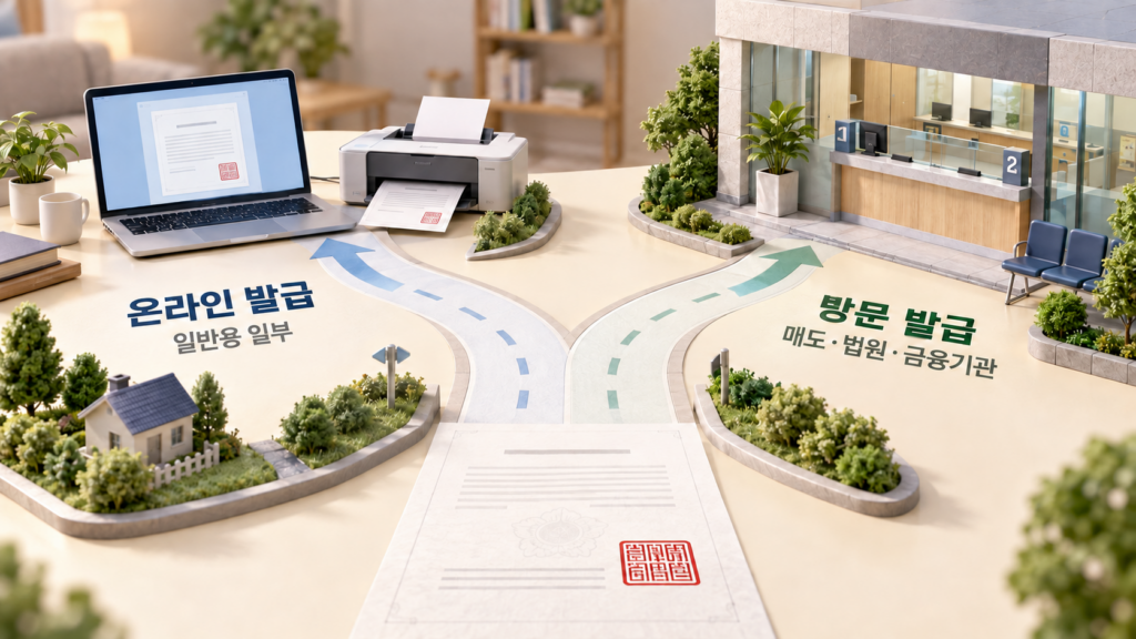 인감증명서 온라인 발급과 주민센터 방문 발급 기준