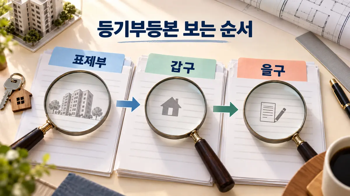 등기부등본의 표제부 갑구 을구 확인 순서
